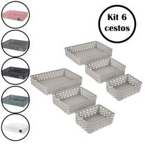 Kit 6 Cesto Cestinhas Organizadora Decorativo Multiuso Kit 6 Cesto Cestinhas Organizadora Decorativo Multiuso