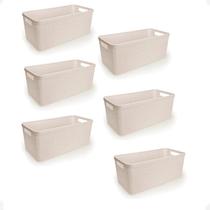 Kit 6 Cesto Juta Organizador Alongado Grande Decoração