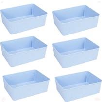 Kit 6 Cesto Multiuso Decorativo Azul 19x13,5x6,5Cm