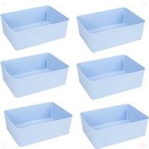Kit 6 Cesto Multiuso Decorativo Azul 19x13,5x6,5Cm
