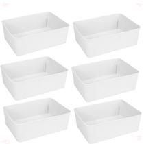 Kit 6 Cesto Multiuso Decorativo Branco 19x13,5x6,5Cm Kit 6 Cesto Multiuso Decorativo Branco 19x13,5x6,5Cm