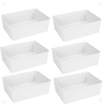 Kit 6 Cesto Multiuso Decorativo Branco 19X13,5X6,5Cm Kit 6 Cesto Multiuso Decorativo Branco 19X13,5X6,5Cm