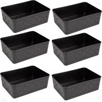 Kit 6 Cesto Multiuso Decorativo Preto 19x13,5x6,5Cm Kit 6 Cesto Multiuso Decorativo Preto 19x13,5x6,5Cm