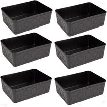 Kit 6 Cesto Multiuso Decorativo Preto 19x13,5x6,5Cm