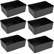 Kit 6 Cesto Multiuso Decorativo Preto 19X13,5X6,5Cm