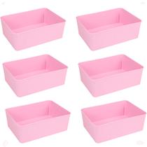 Kit 6 Cesto Multiuso Decorativo Rosa 19x13,5x6,5Cm Kit 6 Cesto Multiuso Decorativo Rosa 19x13,5x6,5Cm