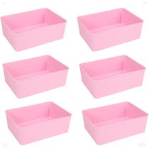 Kit 6 Cesto Multiuso Decorativo Rosa 19X13,5X6,5Cm