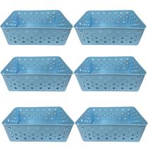 Kit 6 Cesto Multiuso Organizador Premium Azul 123Organizei