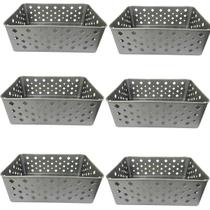 Kit 6 Cesto Multiuso Organizador Premium Cinza 123Organizei