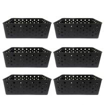 Kit 6 Cesto Multiuso Organizador Premium Preto 123Organizei