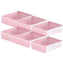 Kit 6 Cesto Organizador Gaveta Rattan Plástico Multiuso Quarto Armário 24x19x6,5cm - Paramount