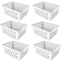Kit 6 Cesto Organizador Grande Plástico Multiuso 29x20,5 Branco Kit 6 Cesto Organizador Grande Plástico Multiuso 29x20,5 Branco