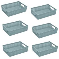 Kit 6 Cesto Organizador Juta A5 2 Litros 24x16,5x6,5 Cm AZUL