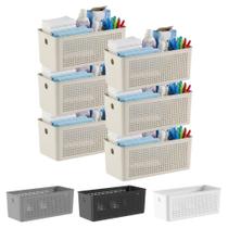 Kit 6 Cesto Organizador Multiuso 27x12x13cm Com Alça Flow Ou Kit 6 Cesto Organizador Multiuso 27x12x13cm Com Alça Flow Ou