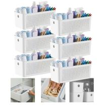 Kit 6 Cesto Organizador Multiuso 27x12x9cm Com Alça Flow Ou Kit 6 Cesto Organizador Multiuso 27x12x9cm Com Alça Flow Ou