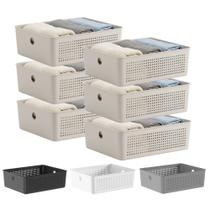 Kit 6 Cesto Organizador Multiuso 27x22x9cm Com Alça Flow Ou Kit 6 Cesto Organizador Multiuso 27x22x9cm Com Alça Flow Ou