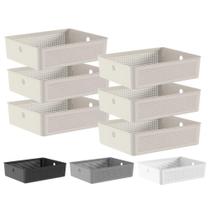 Kit 6 Cesto Organizador Multiuso 34x27x9cm Com Alça Flow Ou