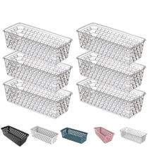 Kit 6 Cesto Organizador Multiuso Decorativo Pequeno Comprido p/ Gaveta Armário 28x11 cm
