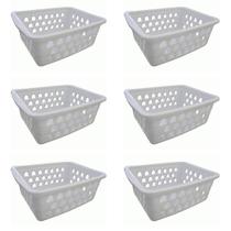Kit 6 Cesto Organizador Multiuso Médio Branco 0593 Uninjet