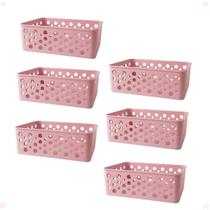 Kit 6 Cesto Organizador Multiuso P 19X13,8X6,5Cm Rose