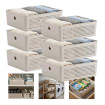 Kit 6 Cesto Organizador Para Lavanderia 5,4l Multiuso Bege Flow Ou Kit 6 Cesto Organizador Para Lavanderia 5,4l Multiuso Bege Flow Ou
