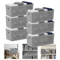 Kit 6 Cesto Organizador Para Lavanderia 6,6l Multiuso Chumbo Flow Ou Kit 6 Cesto Organizador Para Lavanderia 6,6l Multiuso Chumbo Flow Ou