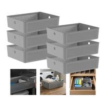 Kit 6 Cesto Organizador Para Lavanderia Multiuso 8,2l Chumbo Flow Kit 6 Cesto Organizador Para Lavanderia Multiuso 8,2l Chumbo Flow
