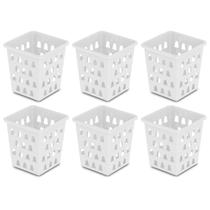 Kit 6 Cesto Organizador Quadrado Alto Multiuso 10,5 x 10,5cm Branco Preto Transparente Rosa