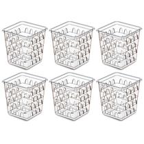 Kit 6 Cesto Organizador Quadrado Alto Multiuso 10,5 x 10,5cm Branco Preto Transparente Rosa