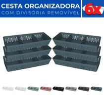 Kit 6 Cesto Organizador Rattan c/ Divisória Removível 34x11