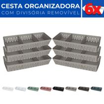 Kit 6 Cesto Organizador Rattan c/ Divisória Removível 34x11