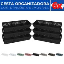 Kit 6 Cesto Organizador Rattan c/ Divisória Removível 34x11