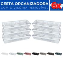 Kit 6 Cesto Organizador Rattan c/ Divisória Removível 34x11