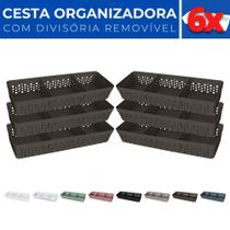 Kit 6 Cesto Organizador Rattan c/ Divisória Removível 34x11