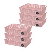 Kit 6 Cesto Organizador Rattan Multiuso Armário Gaveta Lavanderia G (34x25)