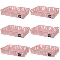 Kit 6 Cesto Organizador Rattan Multiuso Armário Gaveta Lavanderia G (34x25)