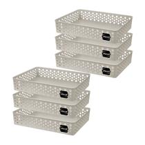 Kit 6 Cesto Organizador Rattan Multiuso Armário Gaveta Lavanderia G (34x25)