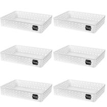 Kit 6 Cesto Organizador Rattan Multiuso Armário Gaveta Lavanderia G (34x25)