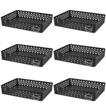 Kit 6 Cesto Organizador Rattan Multiuso Armário Gaveta Lavanderia G (34x25)