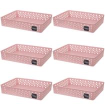 Kit 6 Cesto Organizador Rattan Multiuso Armário Gaveta Lavanderia G (34x25)
