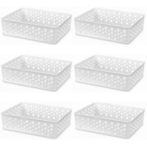 Kit 6 Cesto Organizador Rattan Multiuso Armário Gaveta Lavanderia M (24x19)
