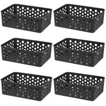 Kit 6 Cesto Organizador Rattan Multiuso Armário Gaveta Lavanderia P (19x13)