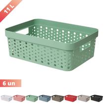 Kit 6 Cesto Organizador s/ Tampa Trama Rattan 11L Usual