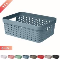 Kit 6 Cesto Organizador s/ Tampa Trama Rattan 11L Usual