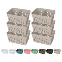 Kit 6 Cesto Organizador Trama Rattan c/ Divisória Removível Kit 6 Cesto Organizador Trama Rattan c/ Divisória Removível