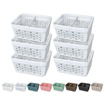 Kit 6 Cesto Organizador Trama Rattan c/ Divisória Removível