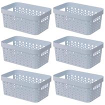 Kit 6 Cesto Organizador Trama Rattan s/Tampa 4,5L Multiuso Plástico
