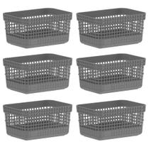 Kit 6 Cestos 2,5L Organizador Multiuso OU Grid Cinza Kit 6 Cestos 2,5L Organizador Multiuso OU Grid Cinza