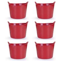 Kit 6 Cestos Balde Flexível C/Alça 15L Vermelho- Fersil