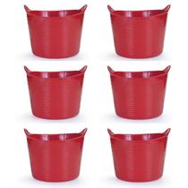 Kit 6 Cestos Balde Flexível C/Alça 15L Vermelho- Fersil